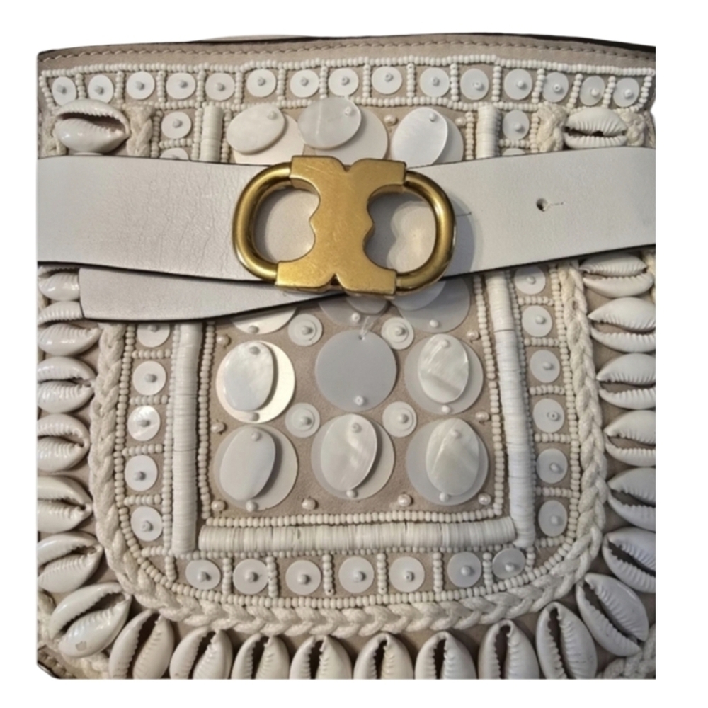 Tory Burch White Gemini Link Embellished Pom-Pom Crossbody Bag - Picture 15 of 16